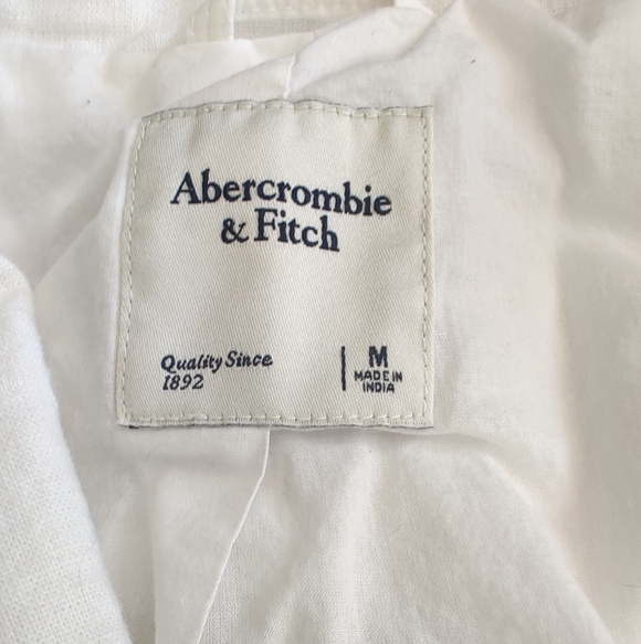Abercrombie & Fitch Linen Blend Cropped Blazer In White Size Medium - Picture 6 of 7